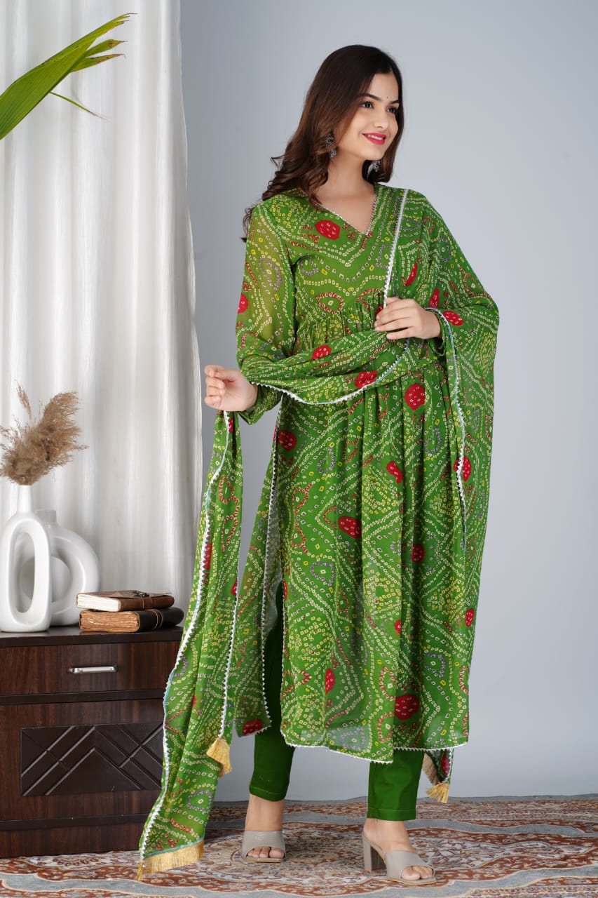Latest traditional bandhani Print & very soft Dress