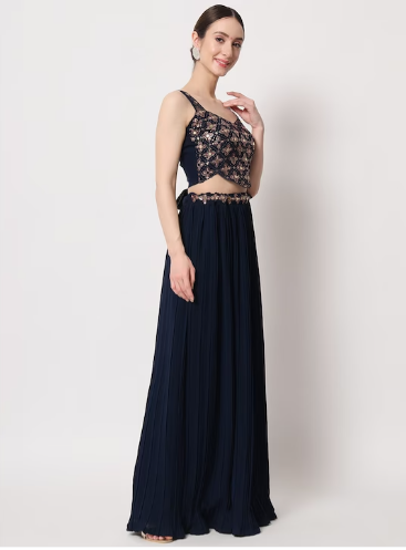 Embellished Semi-Stitched Lehenga & Unstitched Blouse With Dupatta