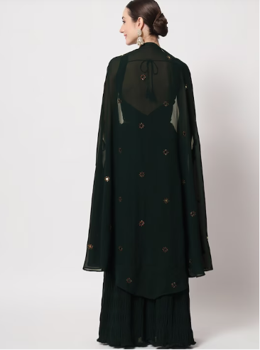 Sequined Semi-Stitched Crush Pattern Lehenga & Unstitched Blouse With Dupatta