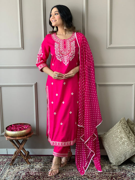 Beautiful kurta with heavy embroidery work with dupatta