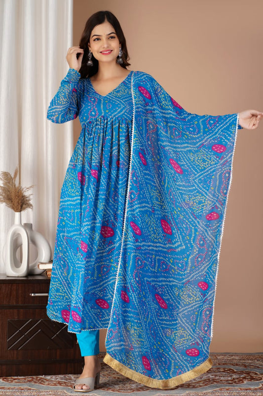 Latest traditional bandhani Print Dress