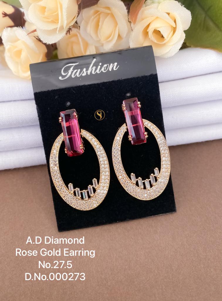 Pink & Silver Plated Geometric Drop Earrings