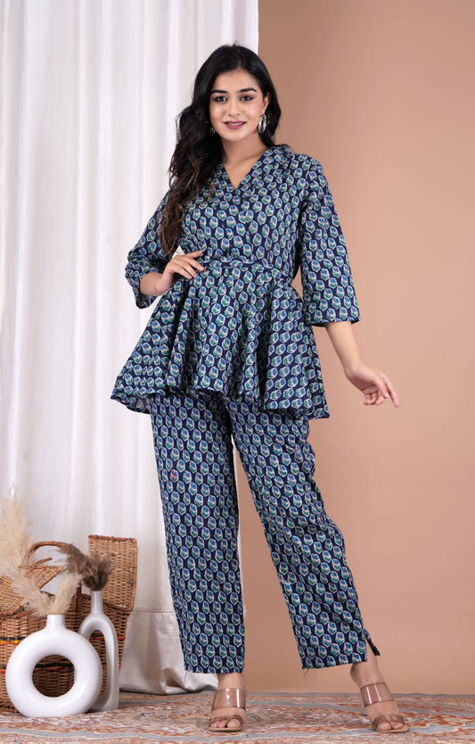 Women Pure Cotton Printed Cotton Co-ord Set
