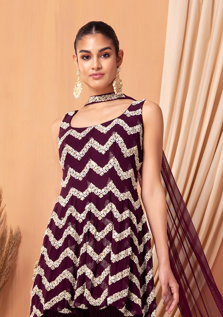 Georgette Fabric Embroidery Work Kurta Set