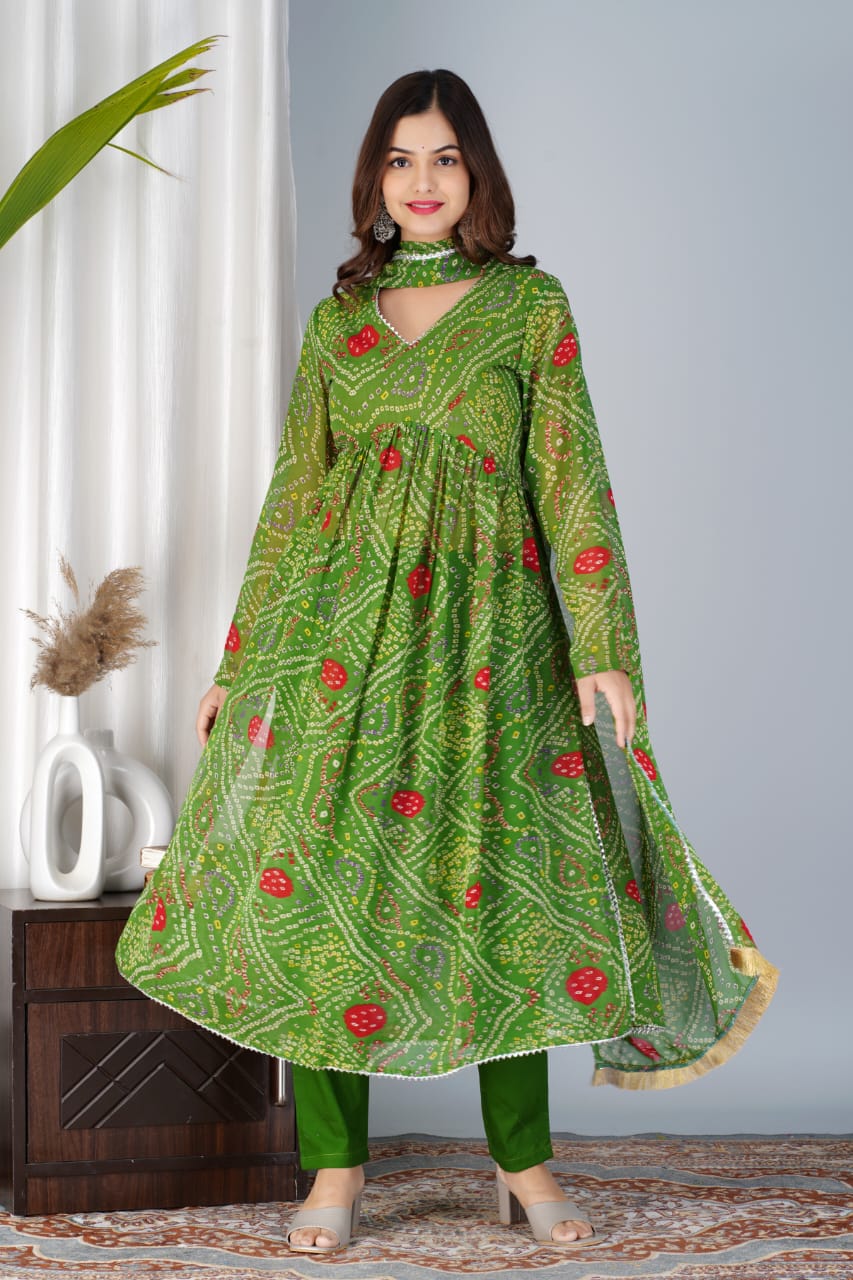 Latest traditional bandhani Print & very soft Dress