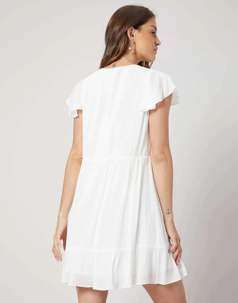 White A-Line Western Dress