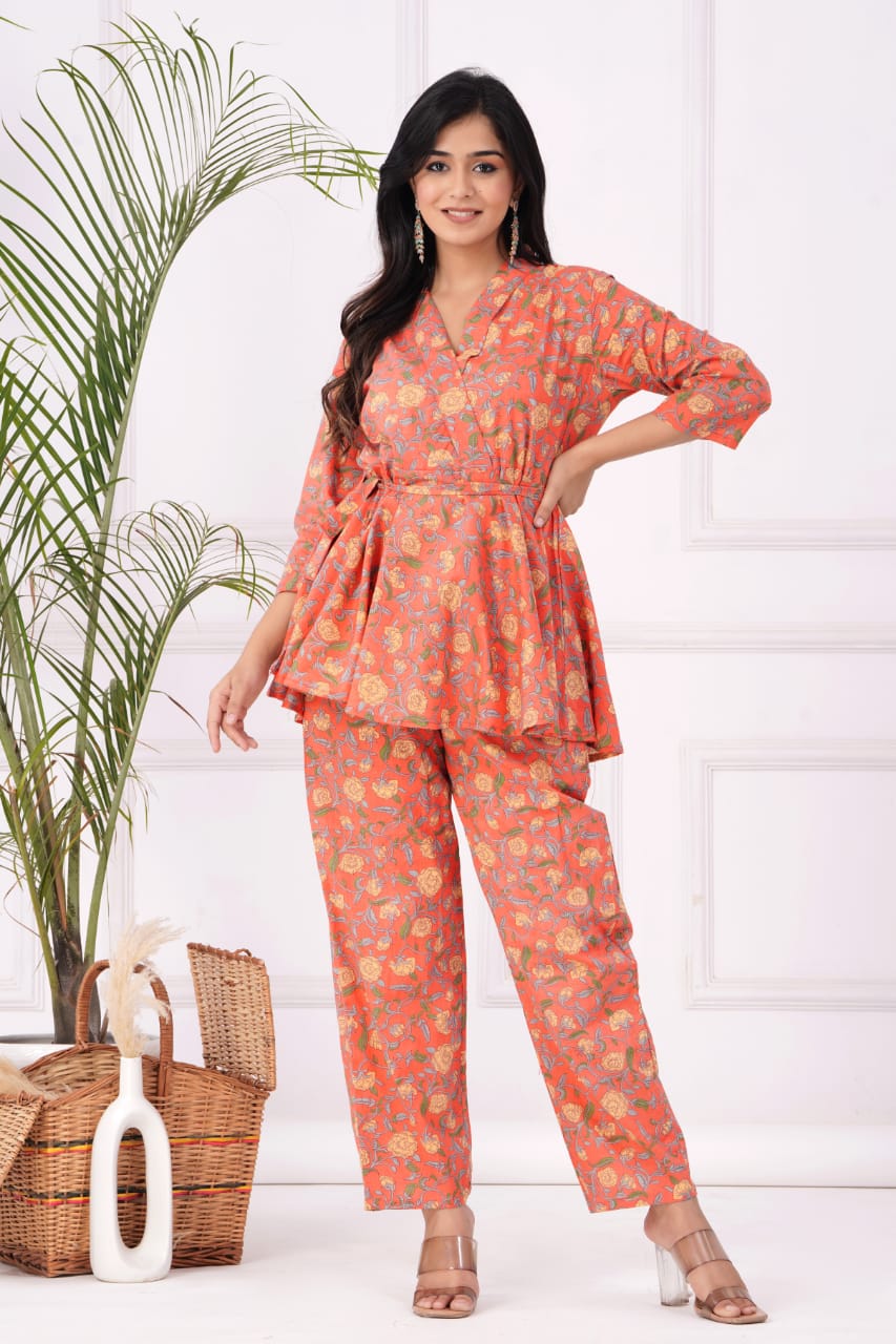 Women Pure Cotton Printed Cotton Co-ord Set