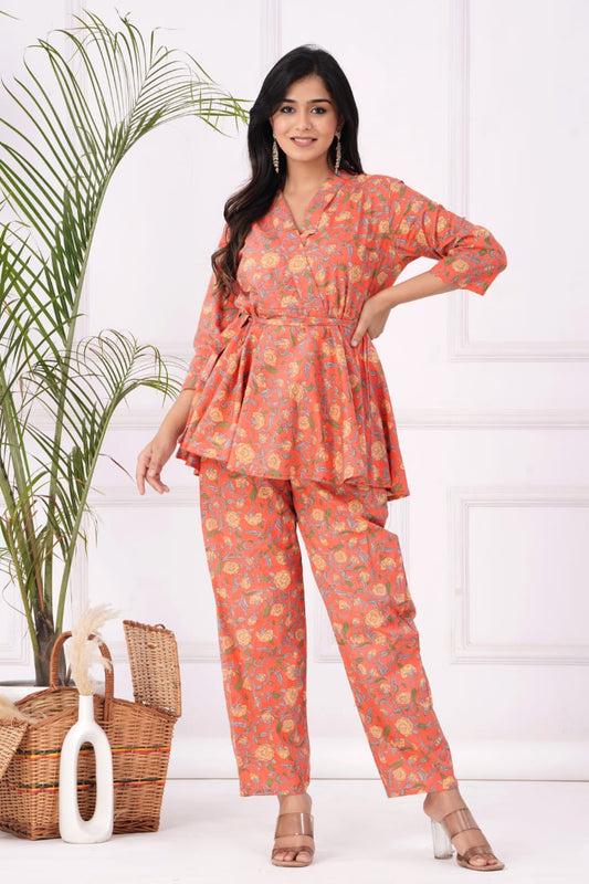Women Pure Cotton Printed Cotton Co-ord Set