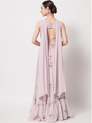 Sequined Semi-Stitched Lehenga & Unstitched Blouse With Dupatta