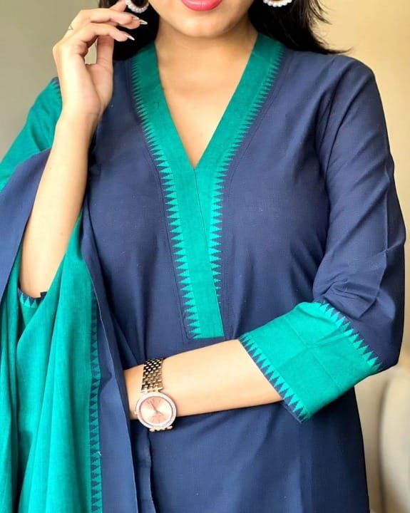 Cotton Fabric Kurta Set With Dupatta