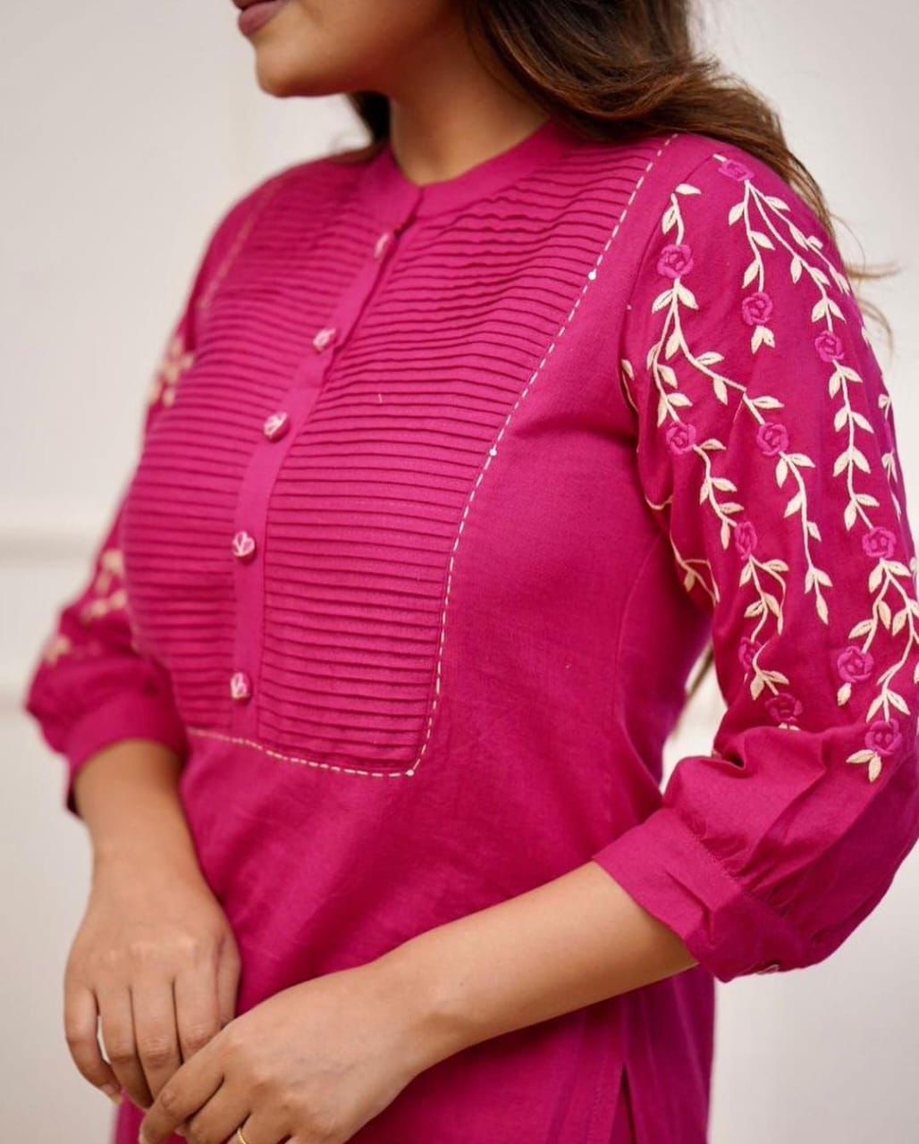 Embroidered Cotton Fabric  Fancy Kurta Set