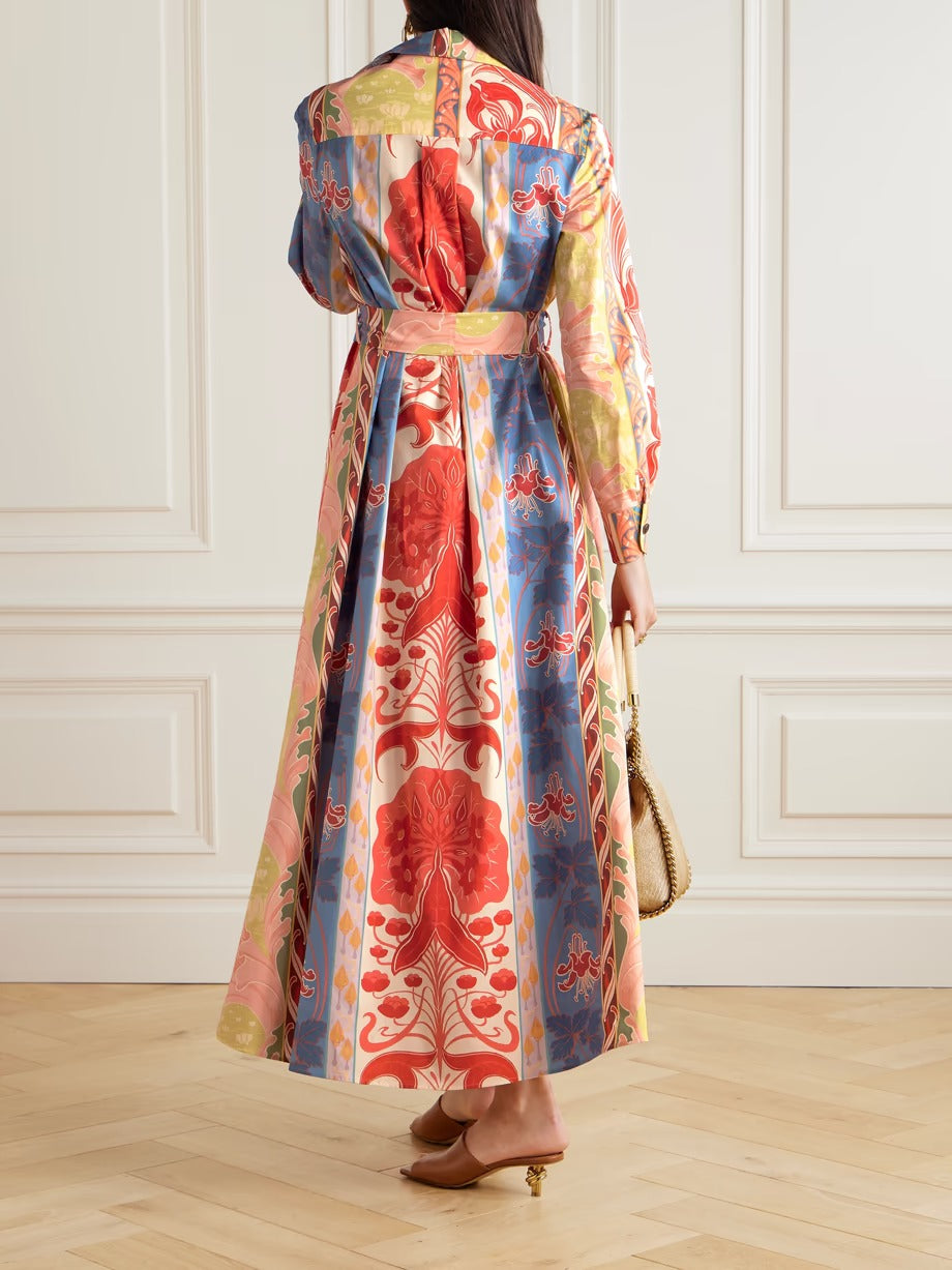 Vibrant Vintage Charm: Bold Botanical Maxi Dress