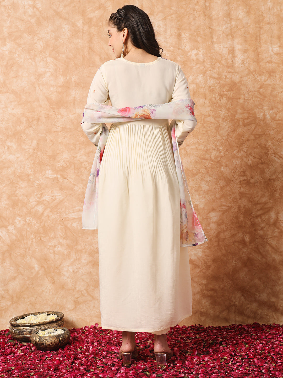 Viscose Rayon Embroidery Work Kurta Set With Dupatta