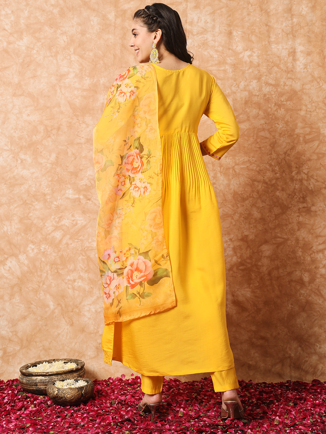 Viscose Rayon Embroidery Work Kurta Set With Dupatta