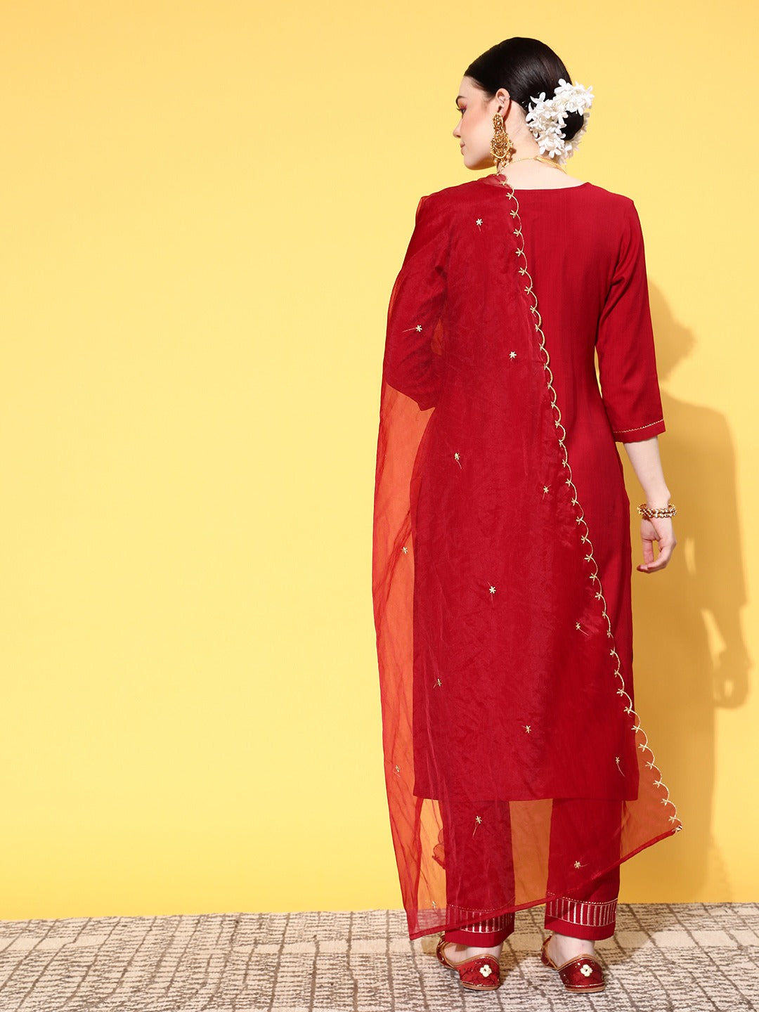 Viscose Rayon Fabric Embroidery Work Kurta Set