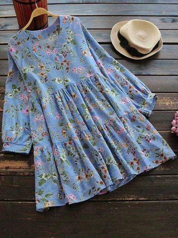 Floral Print V-Neck Tunic Top