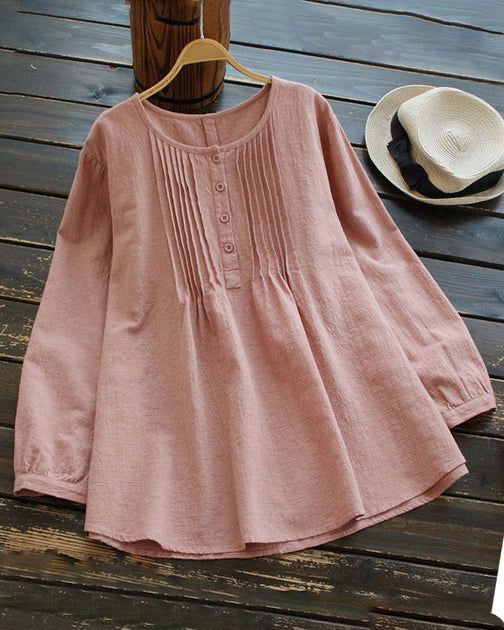 Long Sleeve Cotton Casual Tunics