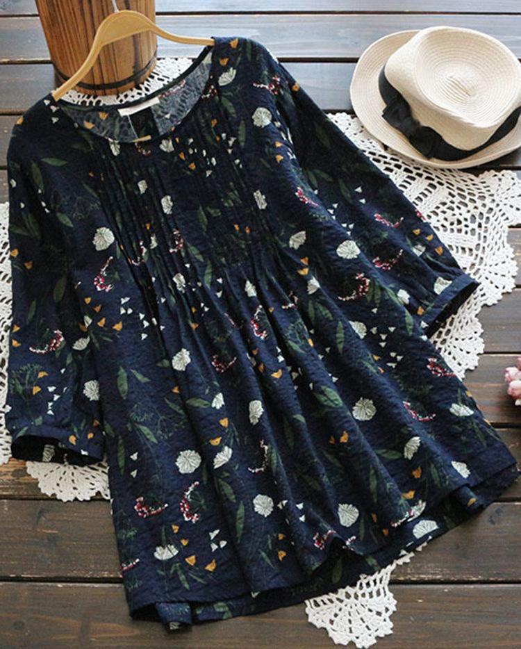 Floral Printed Cotton Casual Tunic