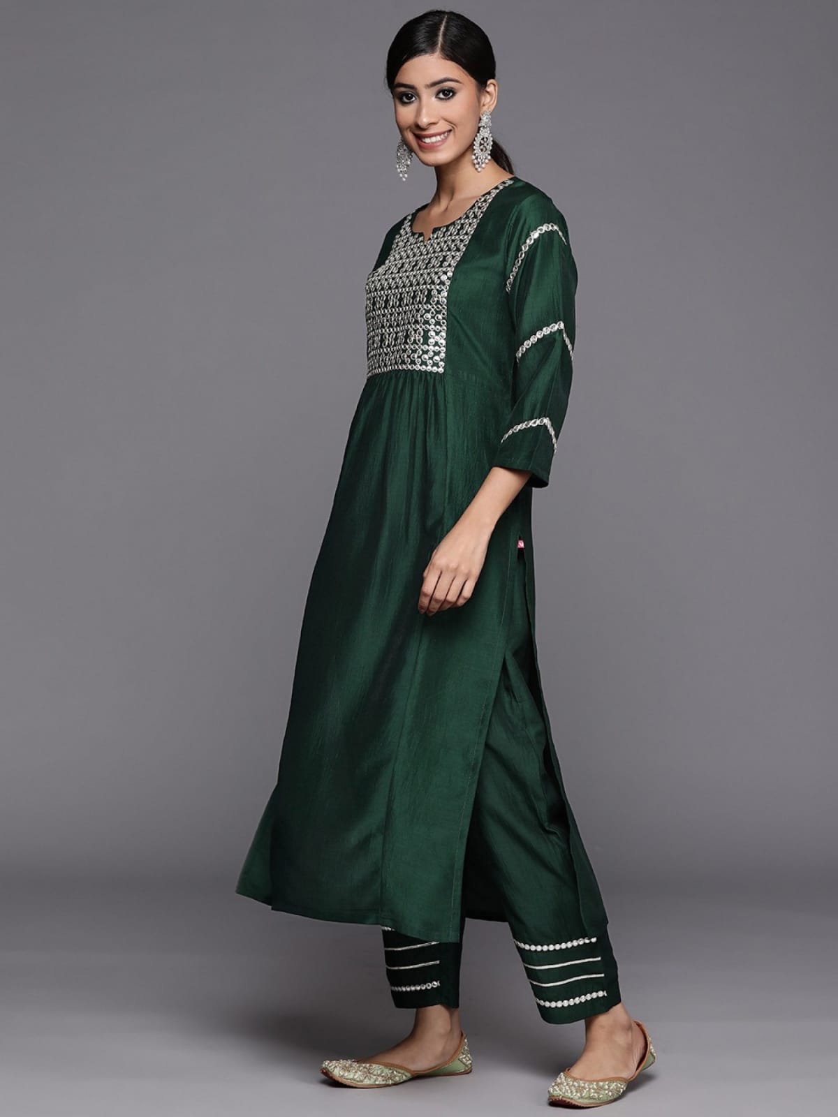 Rayon Slub Embroidered Kurta Set With Dupatta