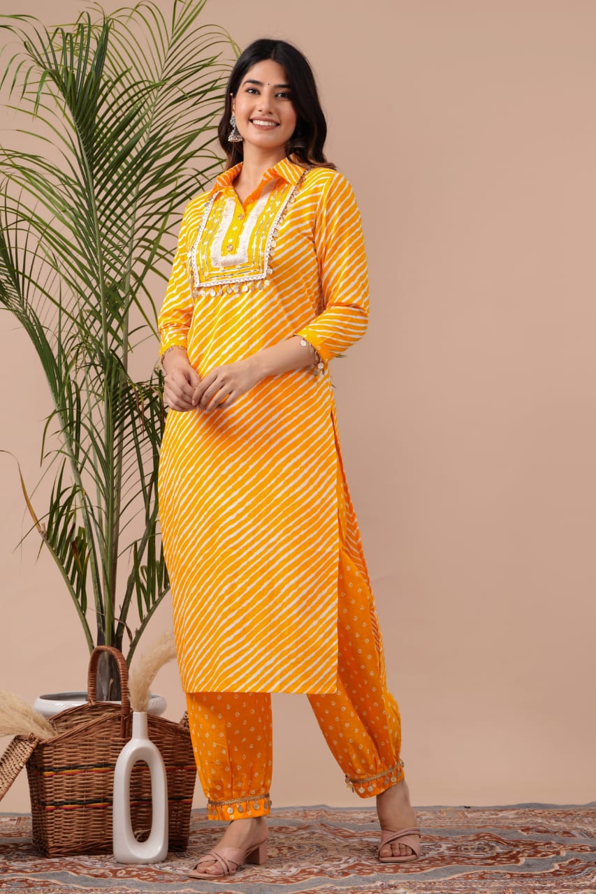 Cotton Afghan Style Kurta Pant Set