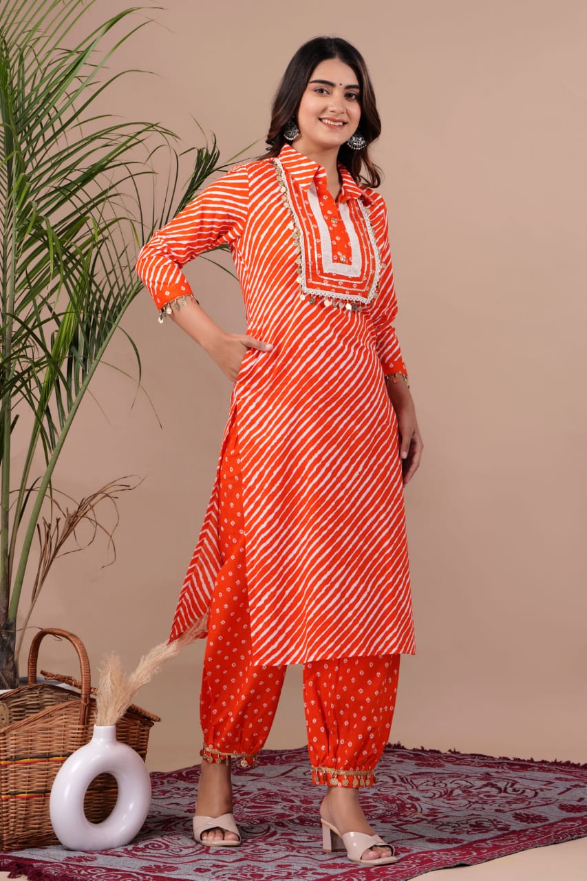 Cotton Afghan Style Kurta Pant Set