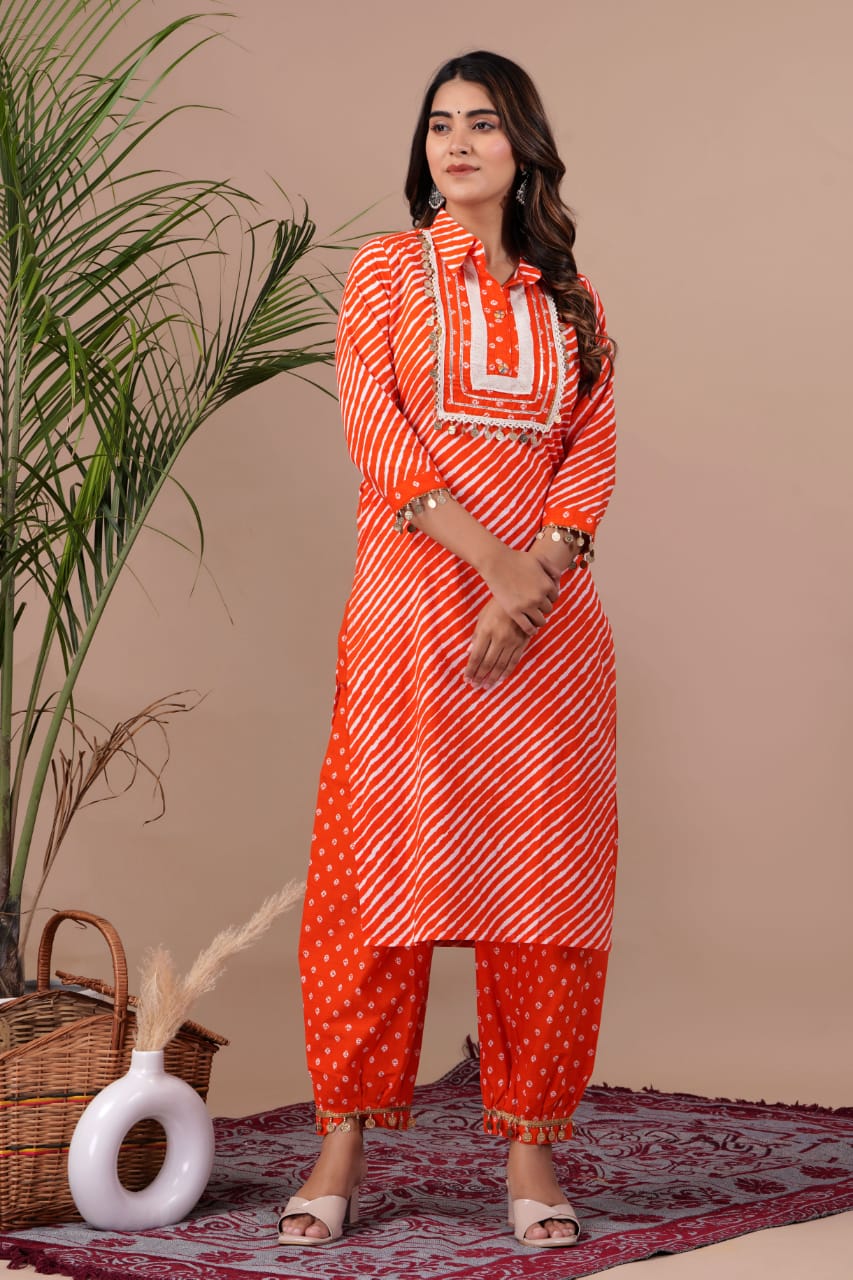 Cotton Afghan Style Kurta Pant Set