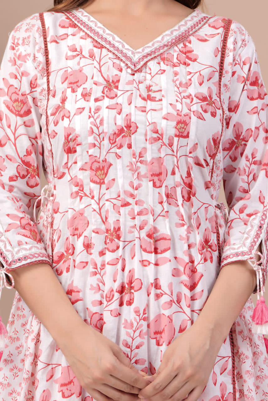 Floral Afghani Embroidery Suit With Dupatta Set