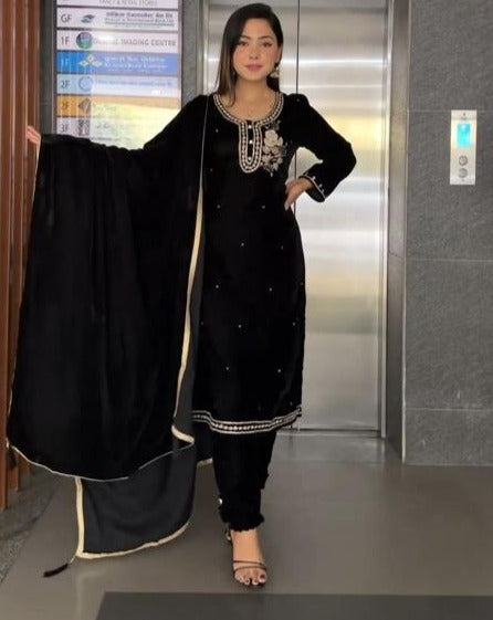 Black Velvet Suit Set