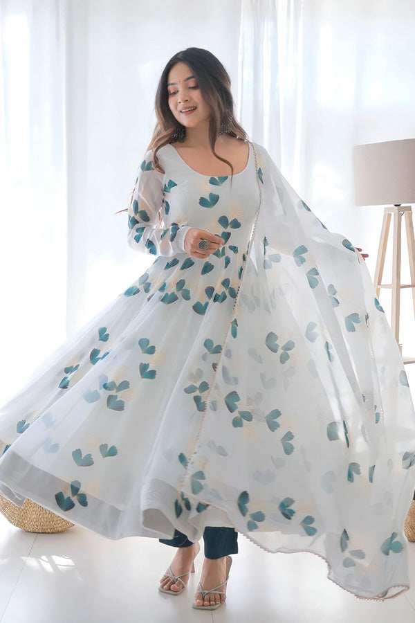 Georgette Printed Kurta Set With Dupatta