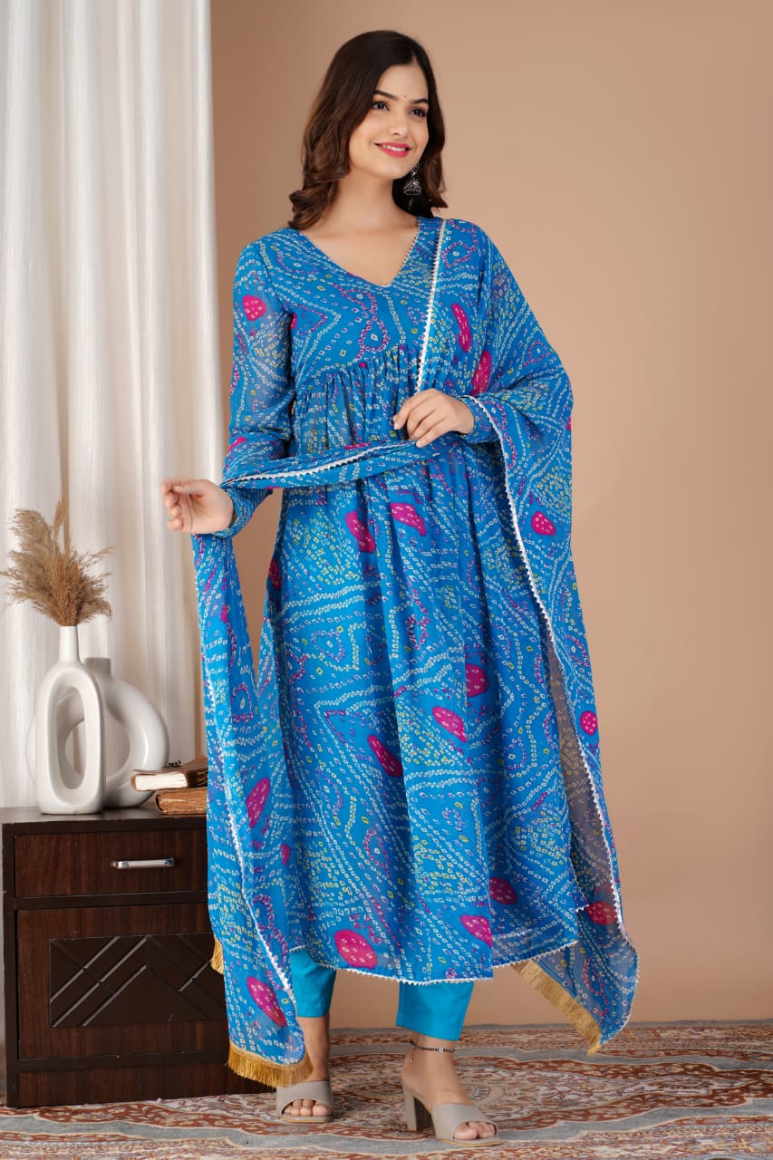 Latest traditional bandhani Print Dress