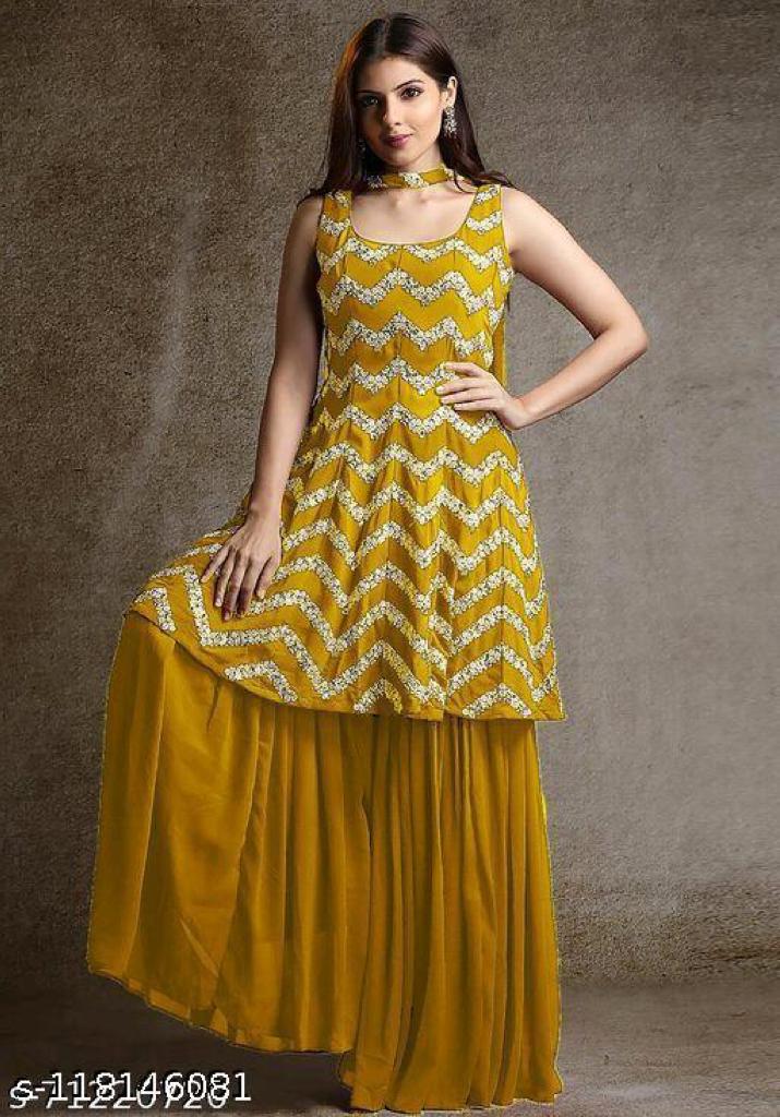 Georgette Fabric Embroidery Work Kurta Set