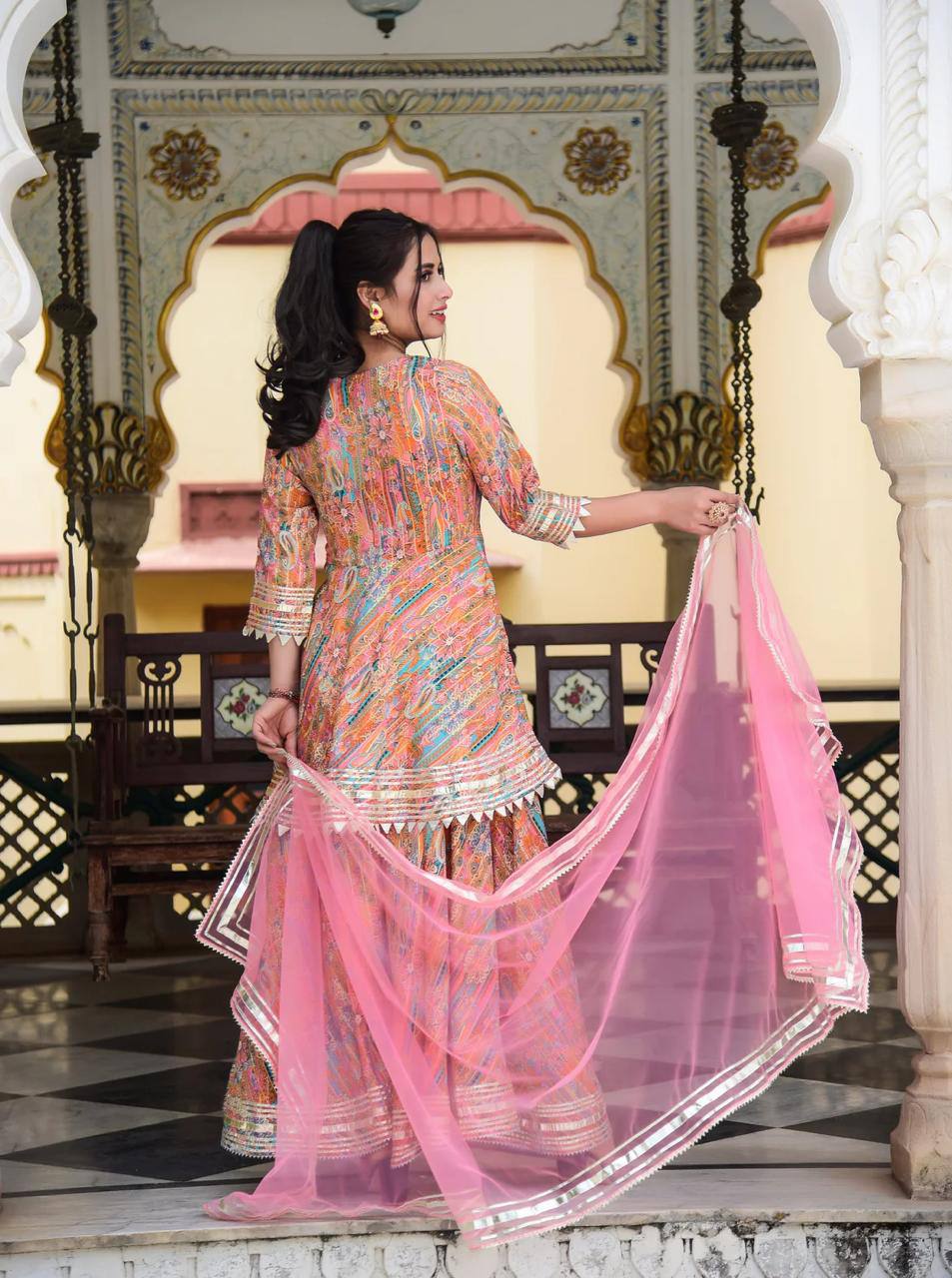 Women Gota pati Embroidered and Printed Cotton Kurta set