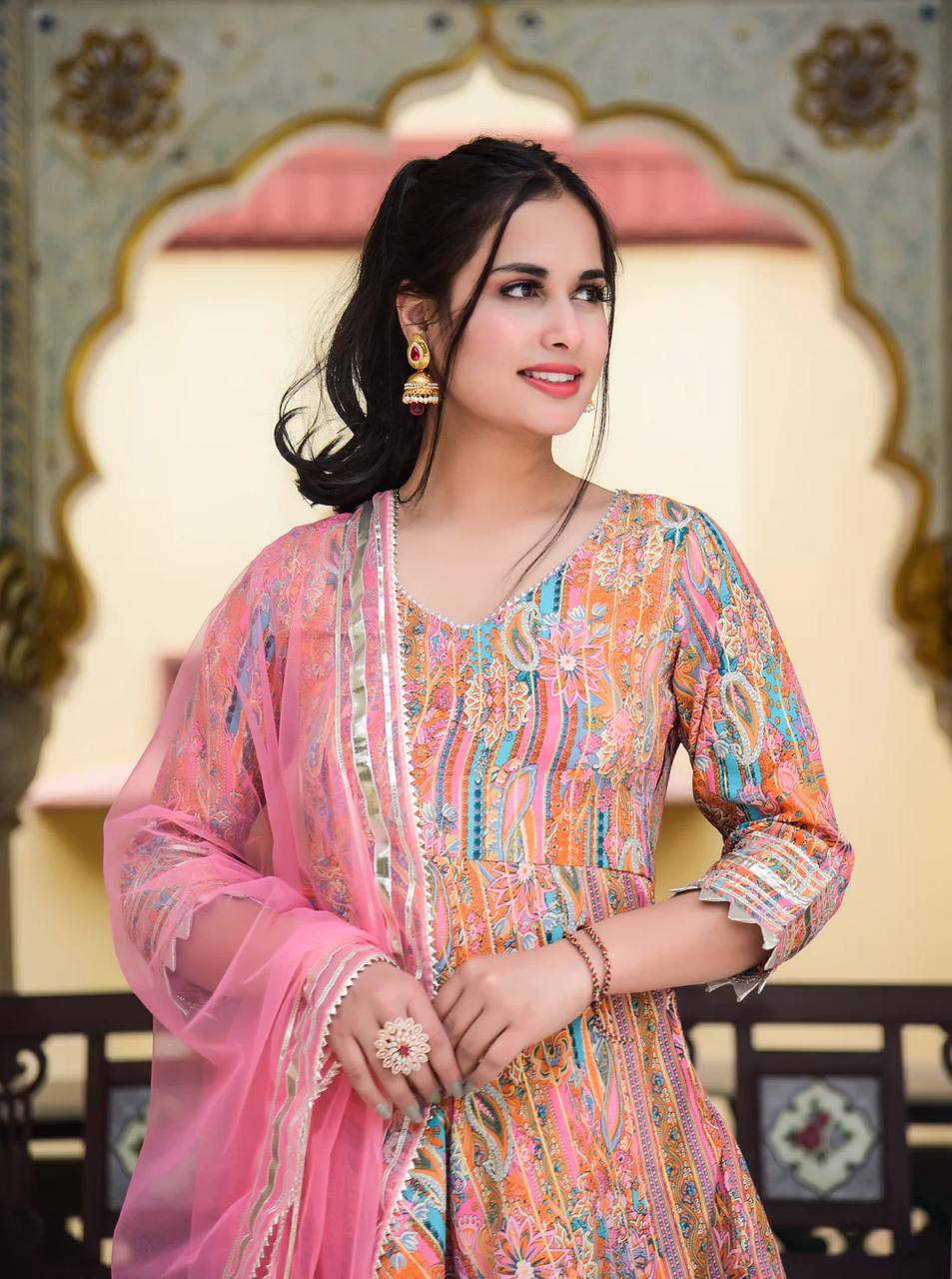 Women Gota pati Embroidered and Printed Cotton Kurta set