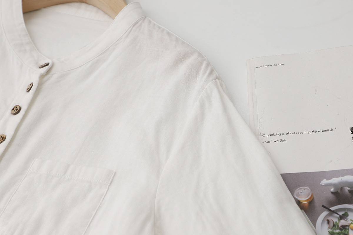 Cotton Solid Long Sleeve Shirt Women