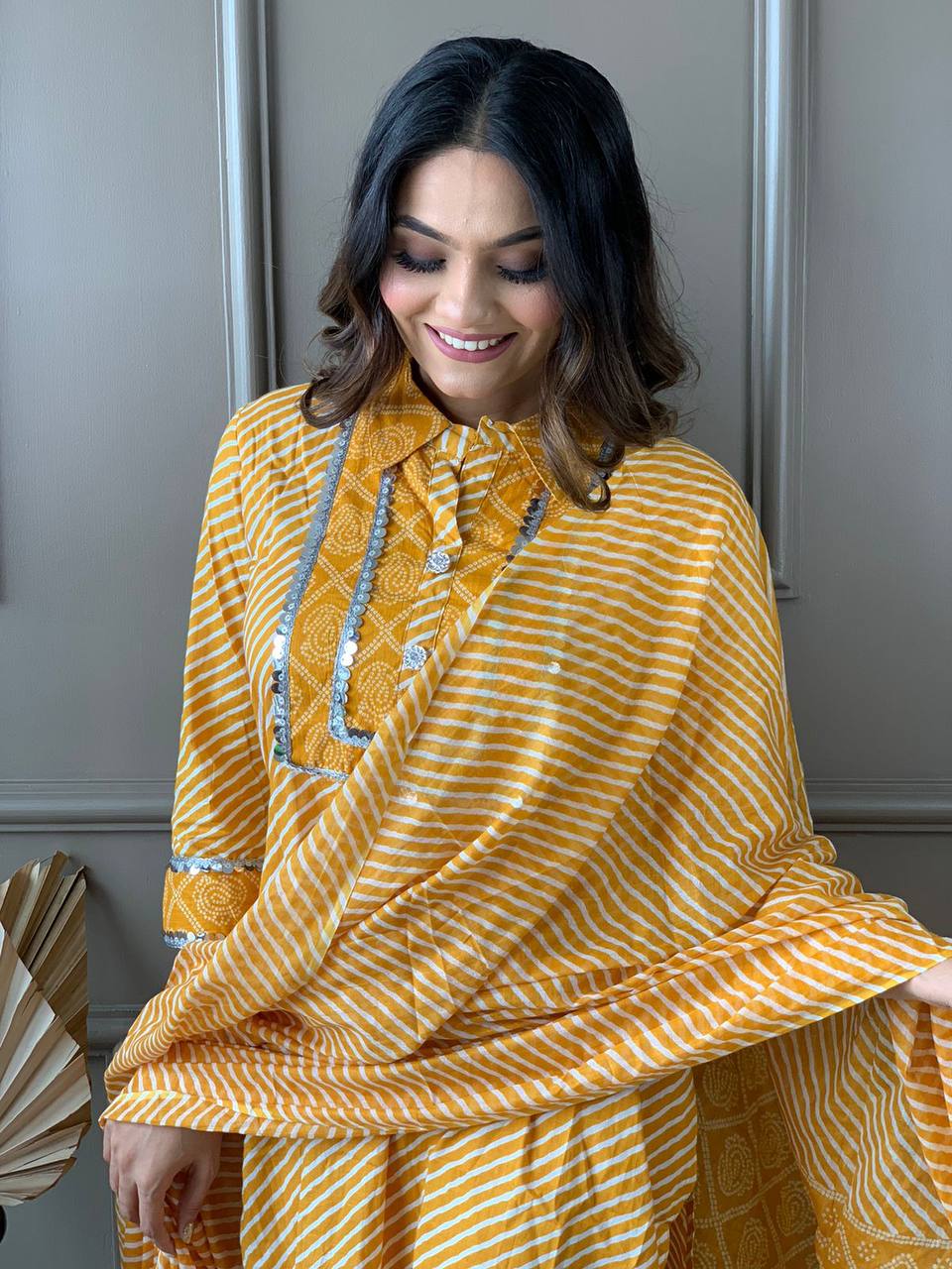 Beautiful Cotton Collar Kurta With Embroidered Lace Work