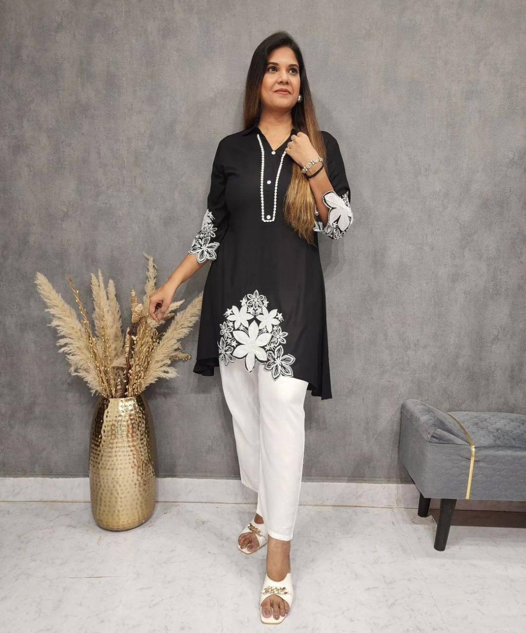 Rayon Fabric Embroidered Kurta Set With Dupatta