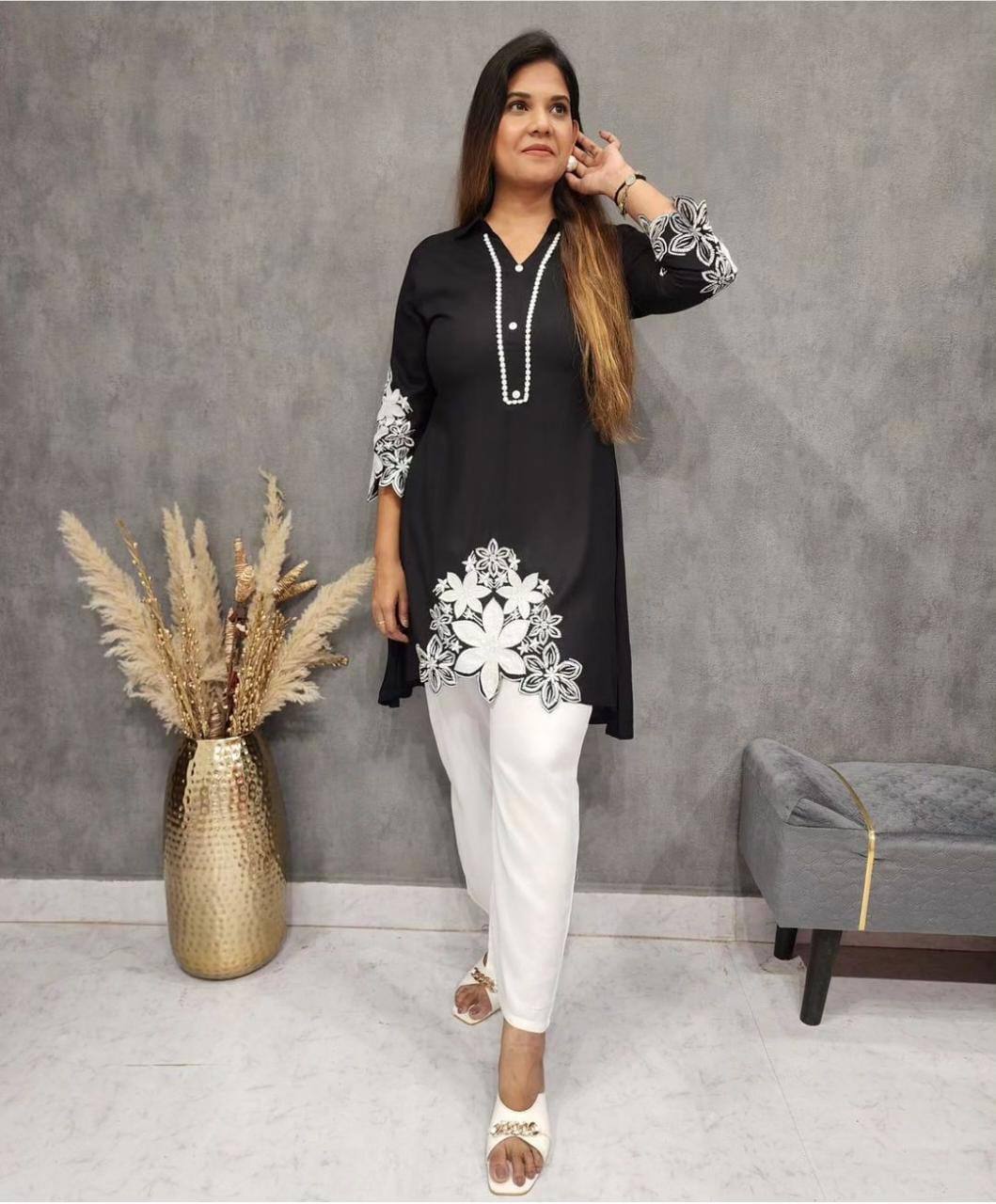 Rayon Fabric Embroidered Kurta Set With Dupatta