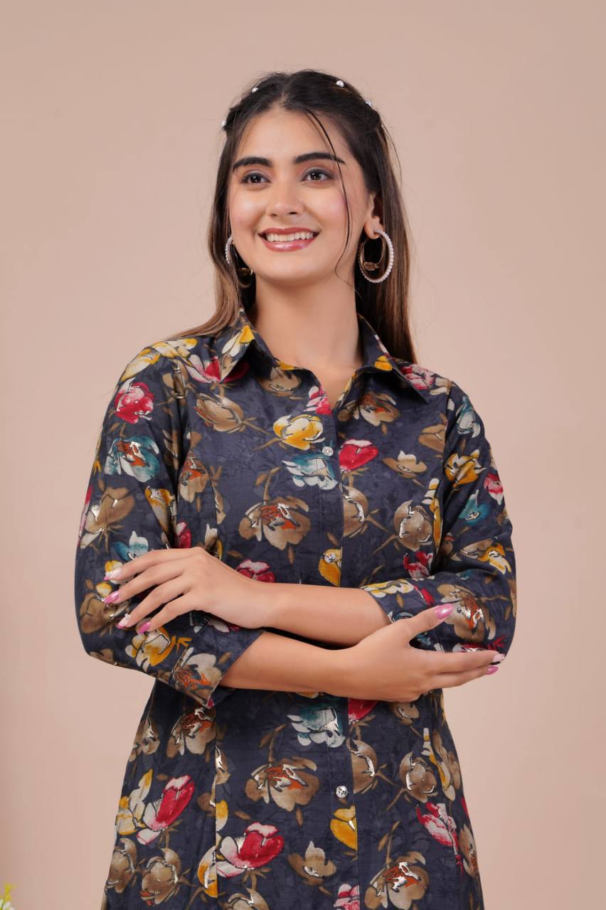 Muslin Fabric Long Up And Down Kurti