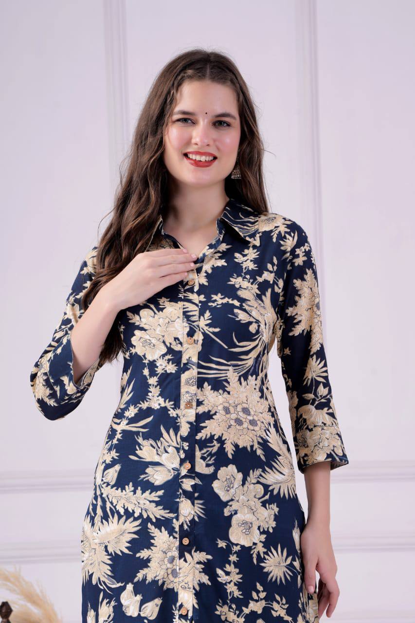 Rayon Digital Printed Co-Ord Kurta Set