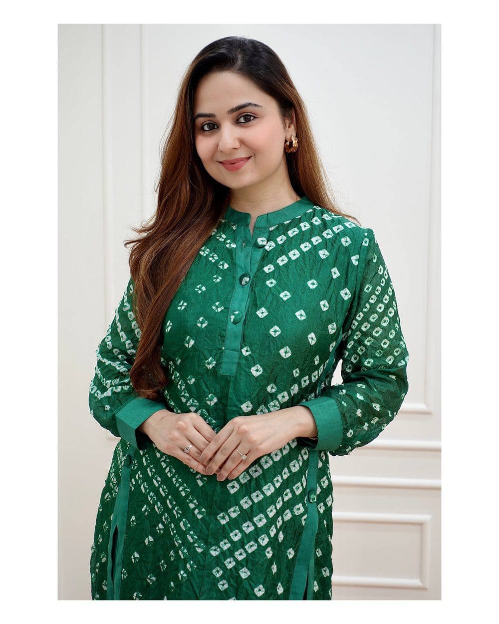 Tafeta Silk Bandhej Co-Ord Kurta Set