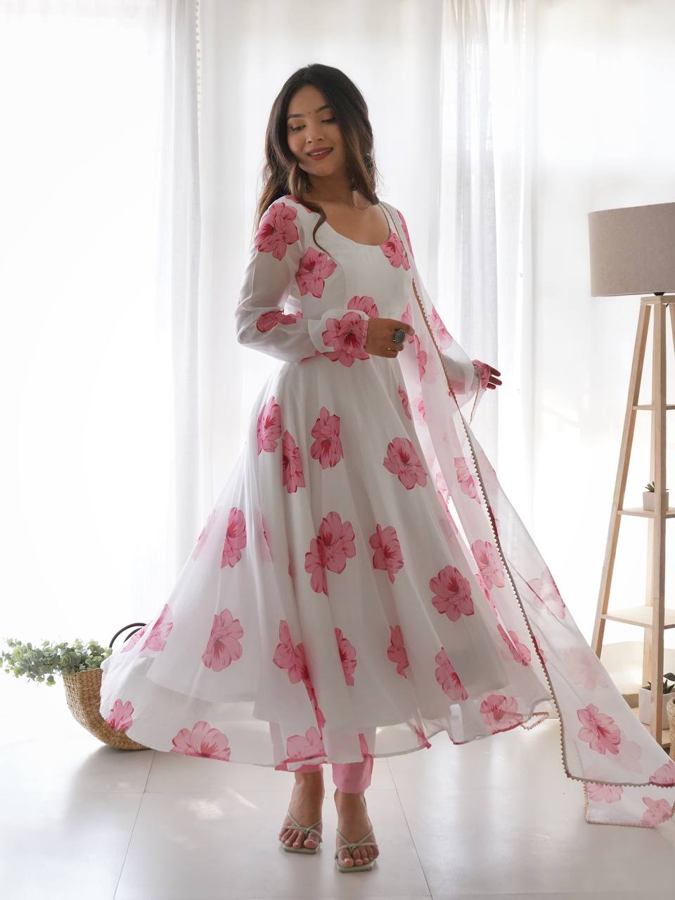 Georgette Printed Kurta Set With Dupatta