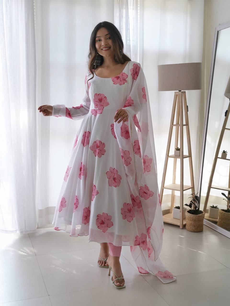Georgette Printed Kurta Set With Dupatta