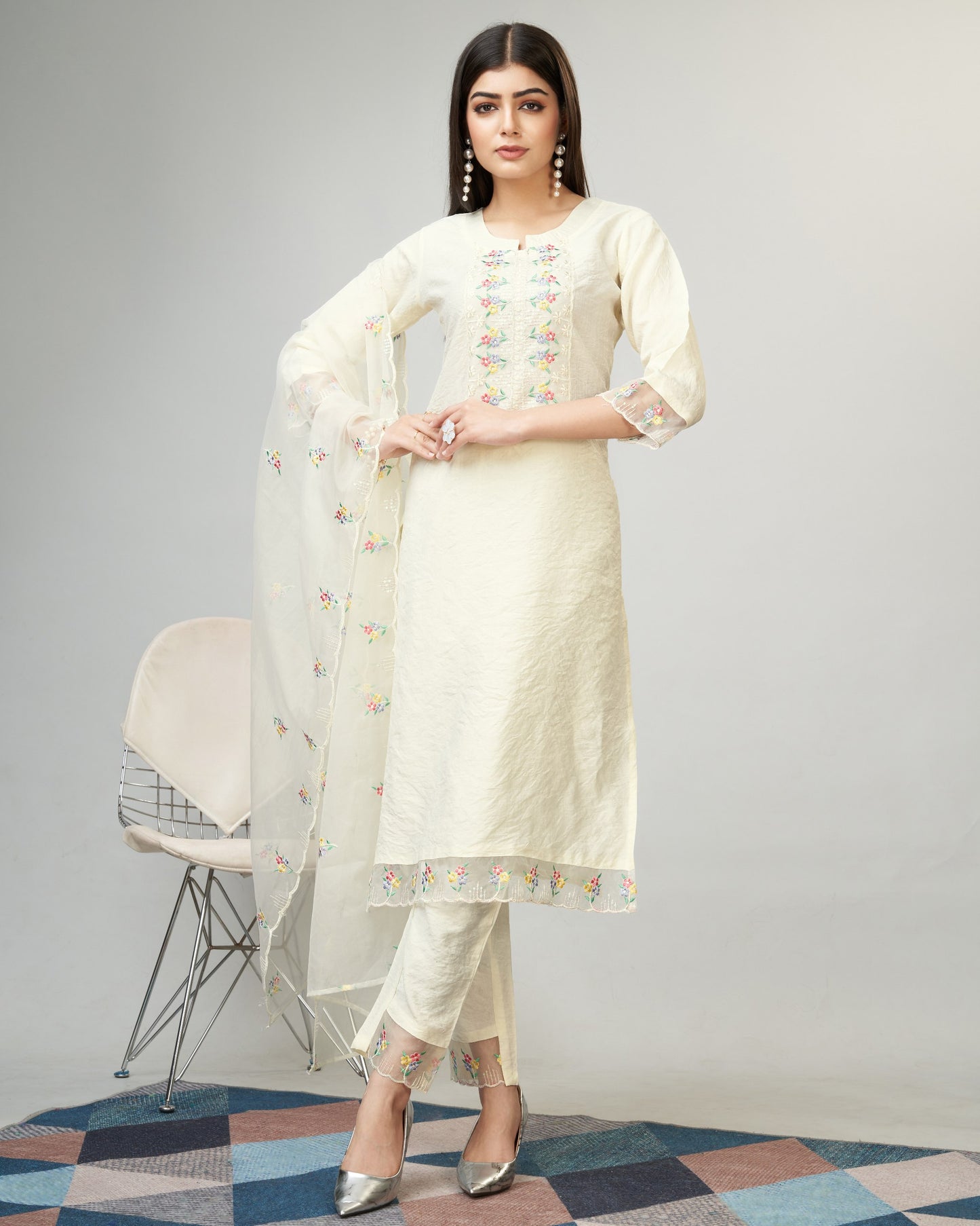 Viscose Print With Worked Kurta Set With Dupatta