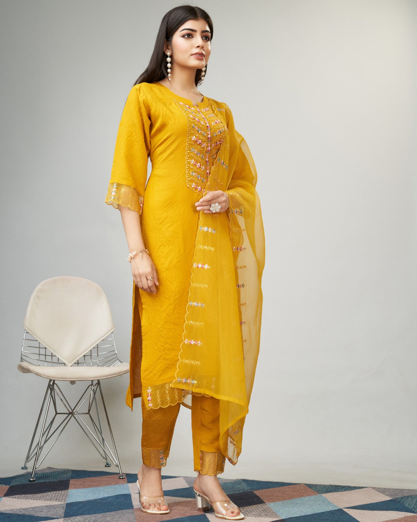 Viscose Print With Worked Kurta Set With Dupatta