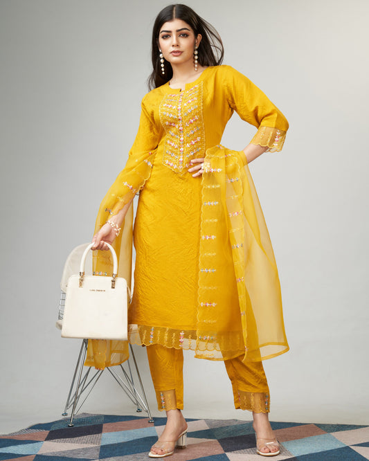Viscose Print With Worked Kurta Set With Dupatta
