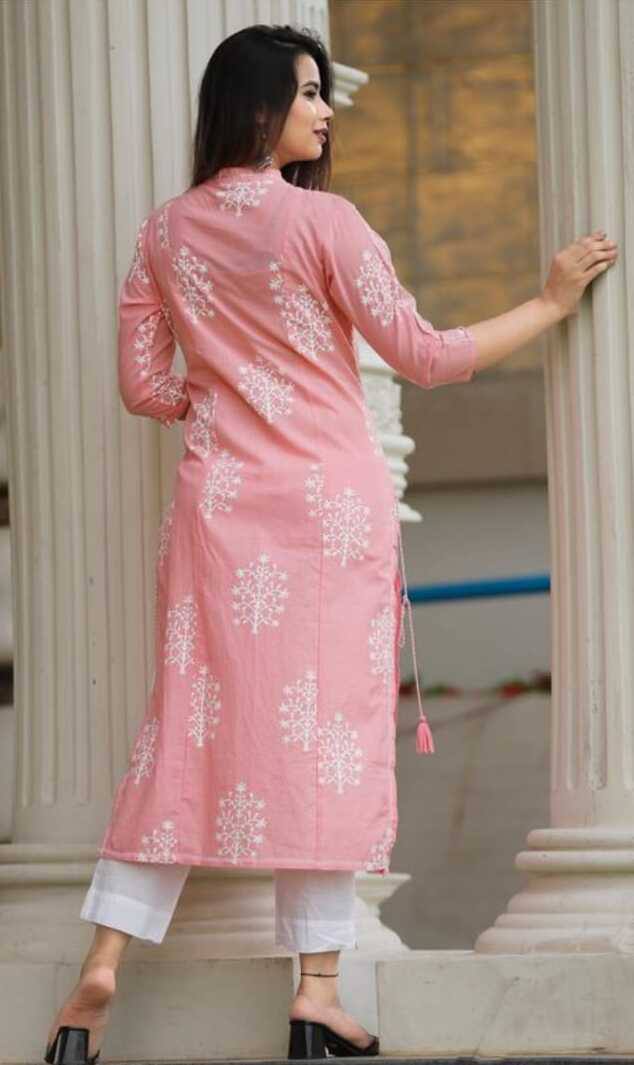 Cotton Embroidered Work Kurta Set