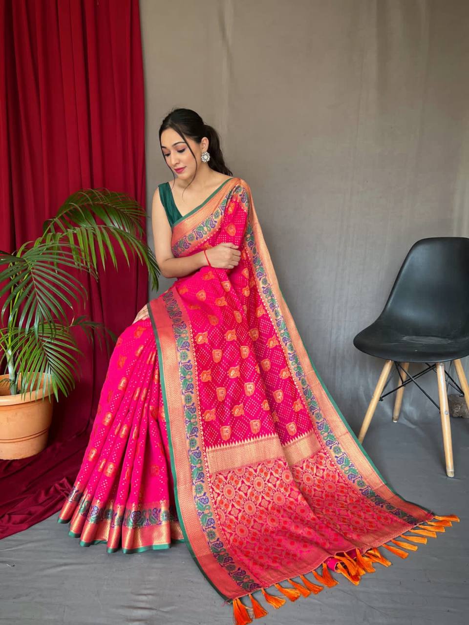 Rani Pure Kachii Patola Silk Saree With Rich Pallu
