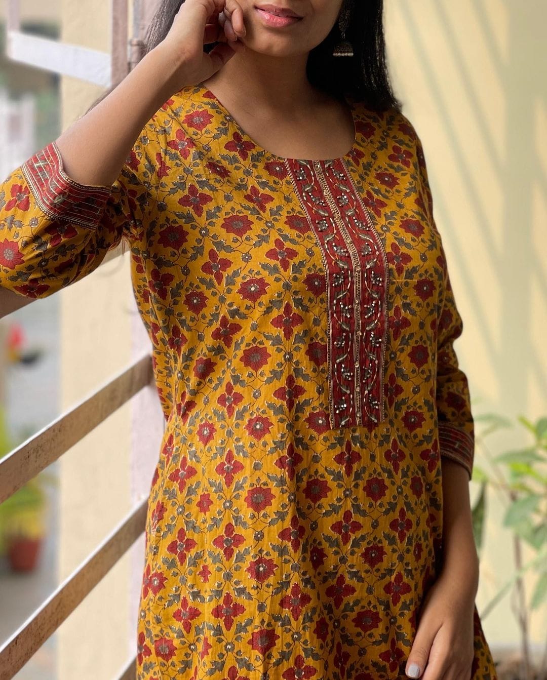 Yellow Rayon Kurti With Pant