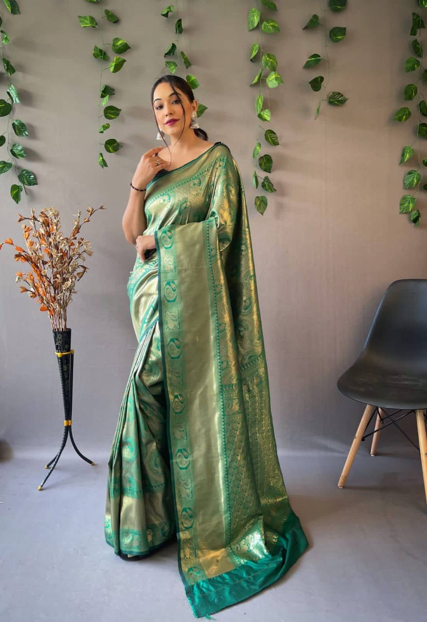 Heavy Silk Pure Green Saree