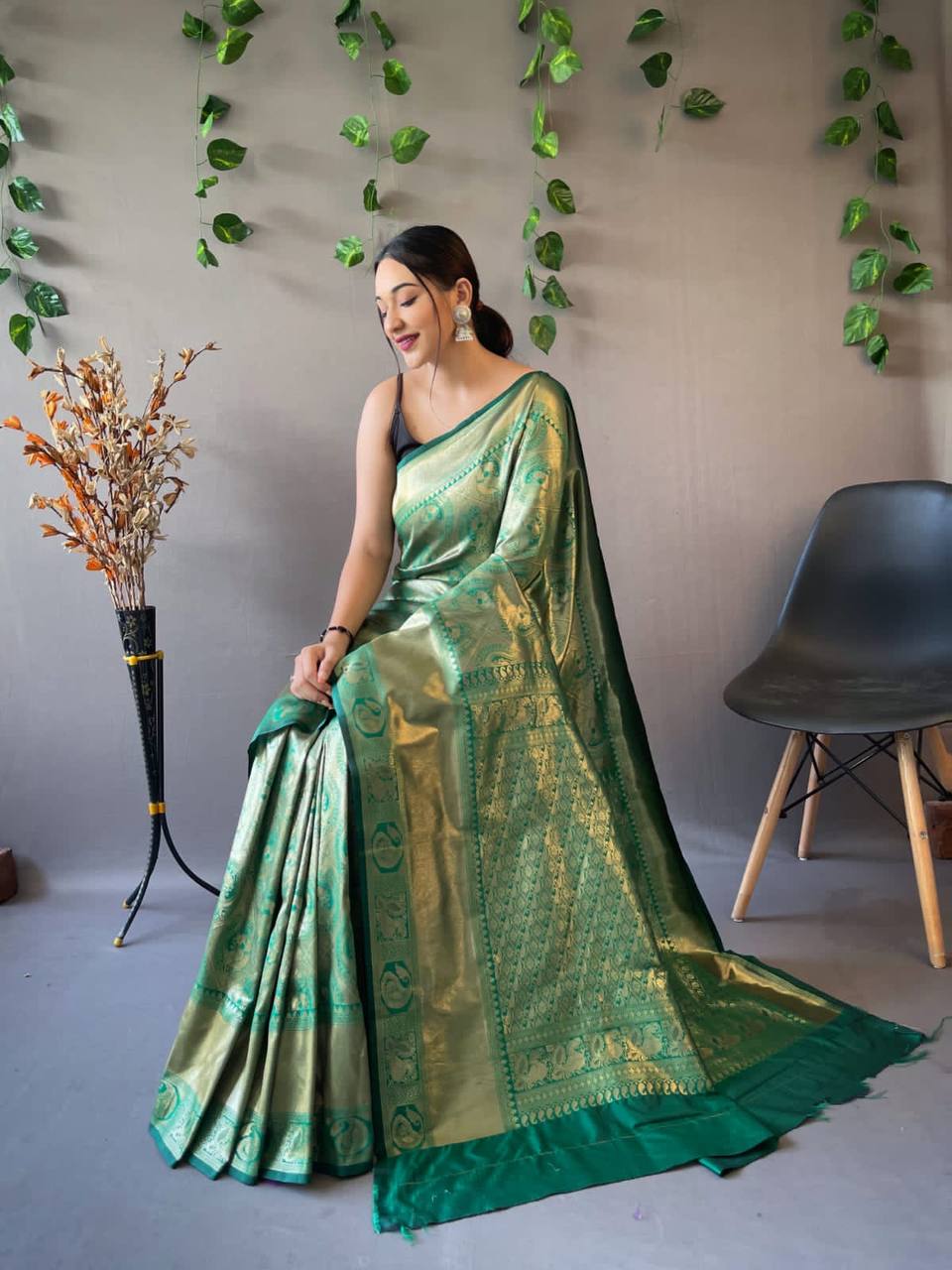 Heavy Silk Pure Green Saree
